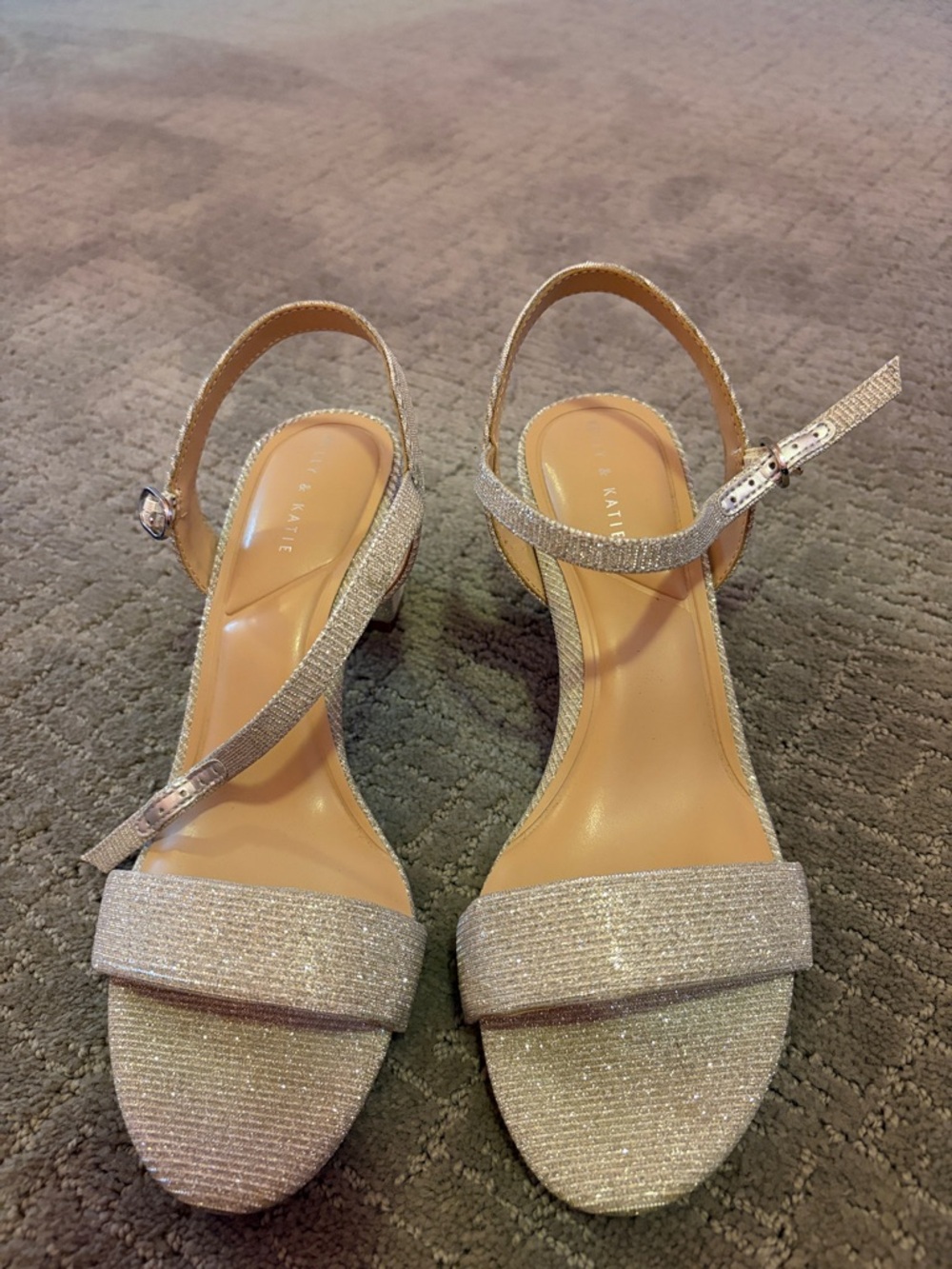 Kelly & Katie Silver Glitter Slingback Heels